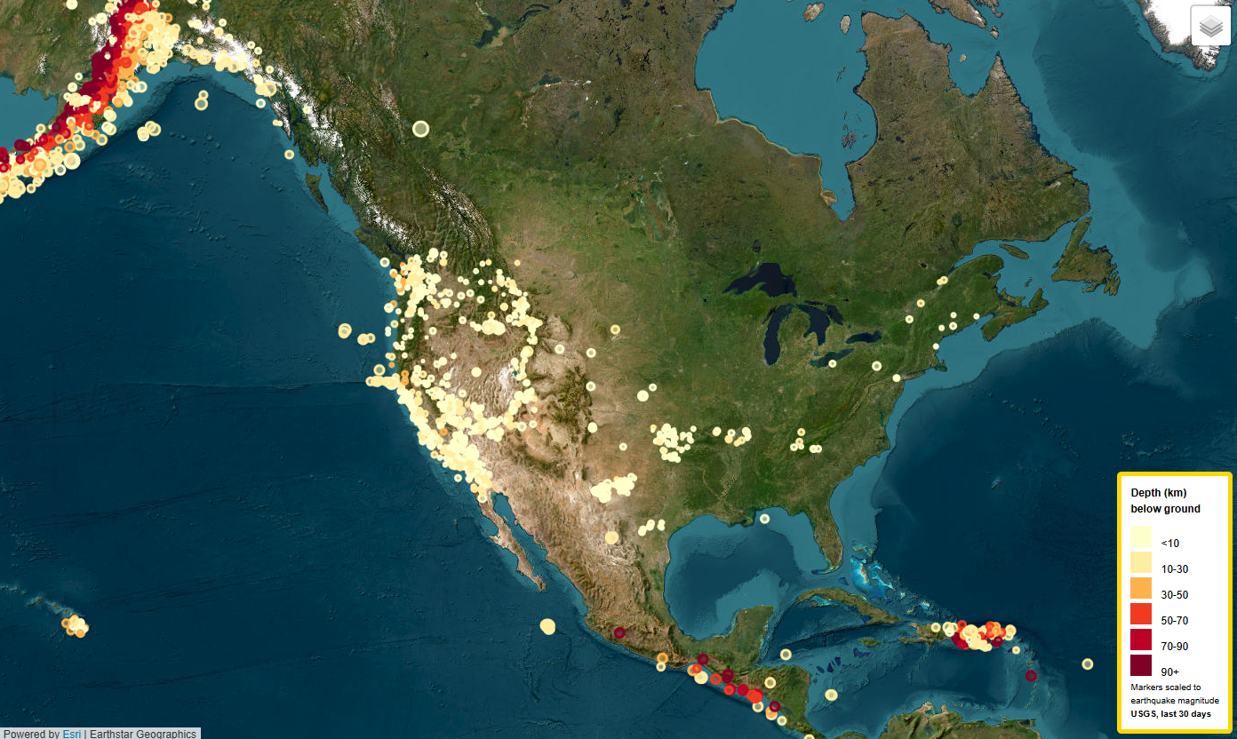 USGS Earthquake Markers
